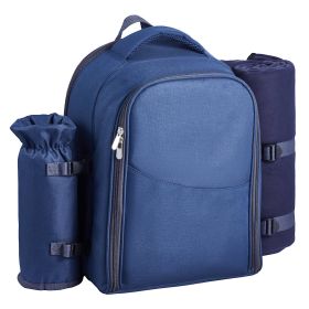VEVOR Picnic Backpack, Beach Picnic Backpack Bag for 2 Person with Insulated Cooler Compartment, Detachable Bottle/Wine Holder, Lightweight Blank (Color: Blue, Number of Layers: Single Layer)